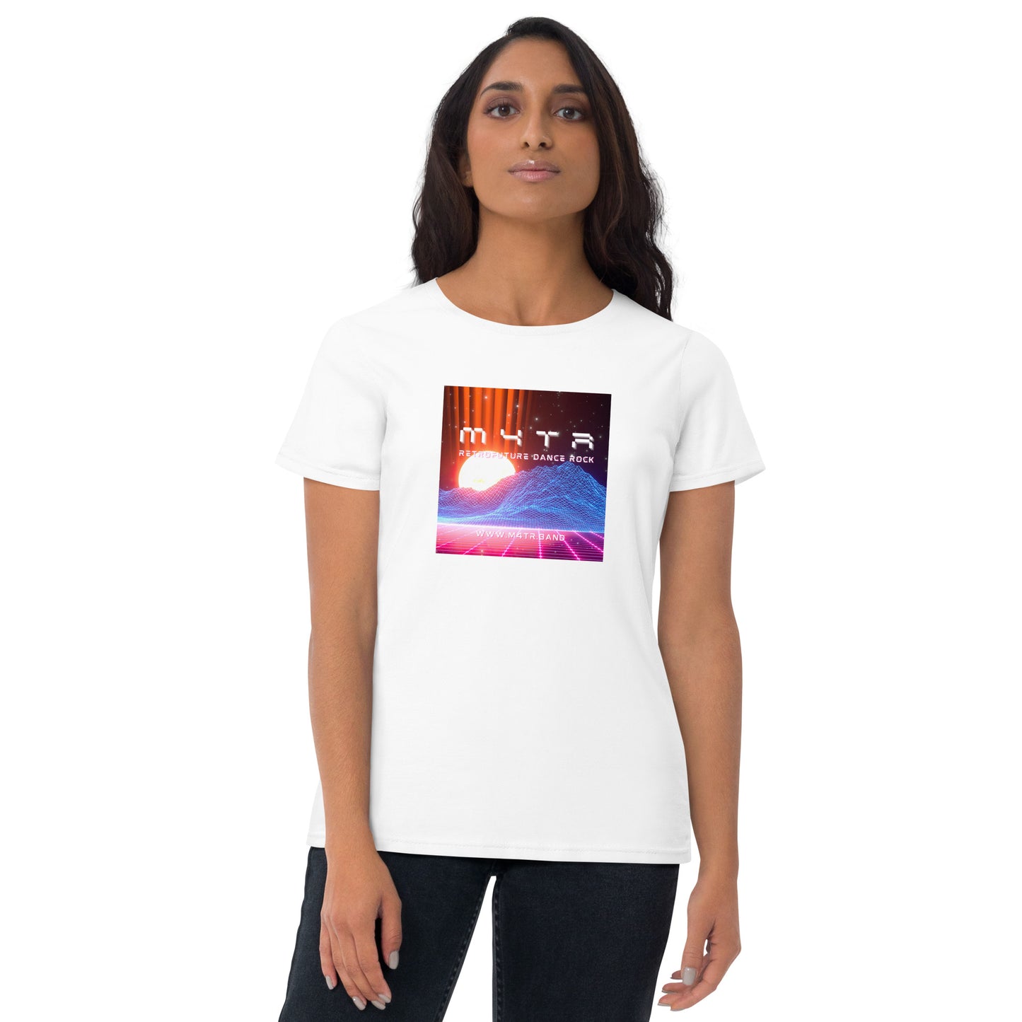 Women's short sleeve t-shirt (Synthwave Sunrise)